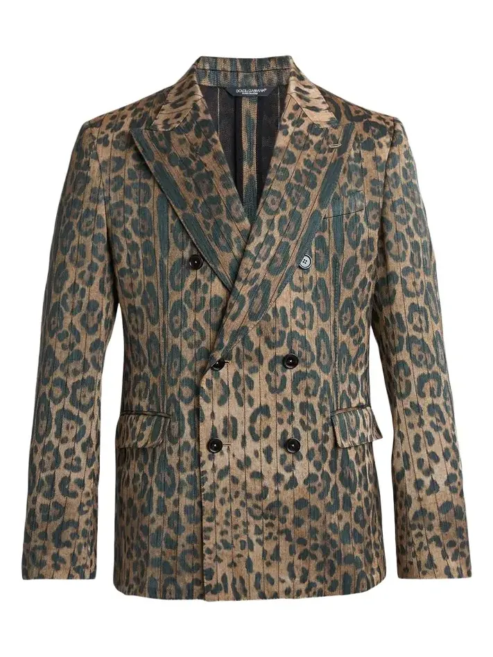 Dolce & Gabbana Men's Cheetah-Print Double-Breasted Blazer