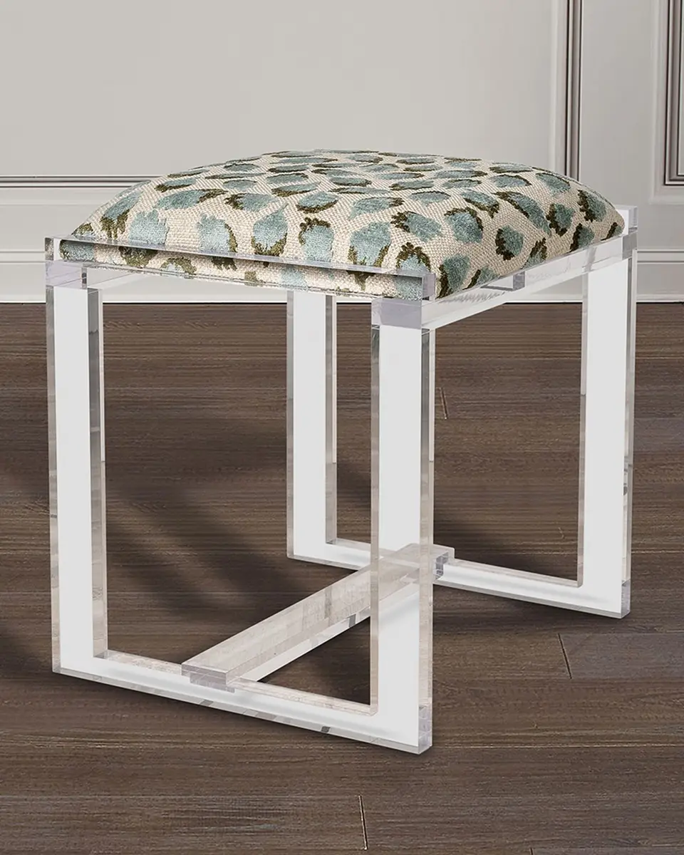 Port 68 Glencoe Celadon Ocelot-Print Bench, 18" | Thumbnail 2