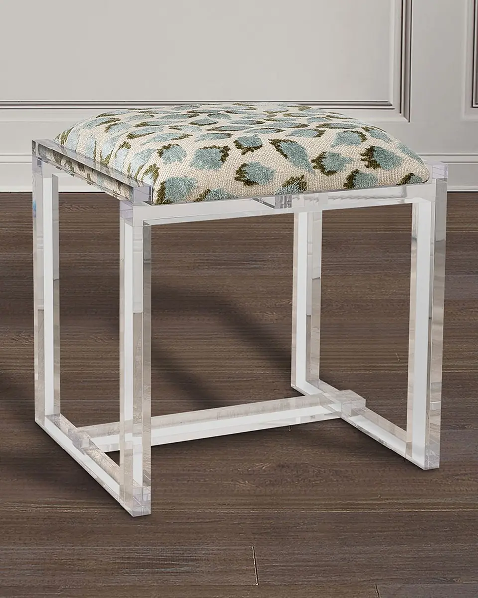 Port 68 Glencoe Celadon Ocelot-Print Bench, 18" | Thumbnail 3