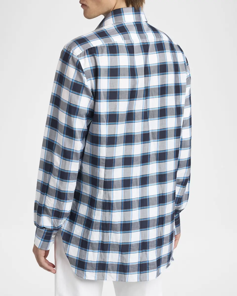 Kiton Men's Cotton Plaid Button-Down Shirt | Thumbnail 3