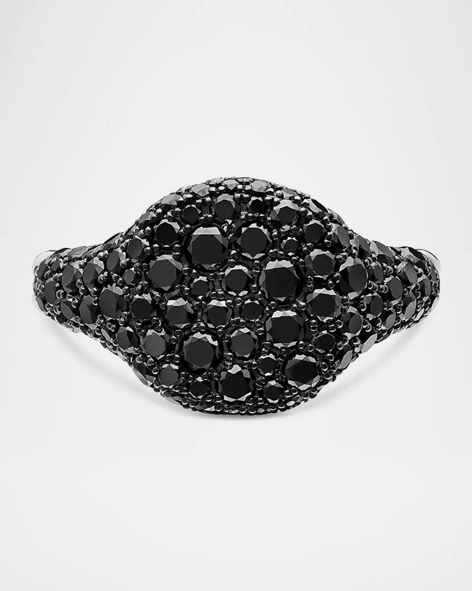 David Yurman Mini Chevron Pave Pinky Ring with Diamonds in 18K White Gold, 10mm | Thumbnail 4