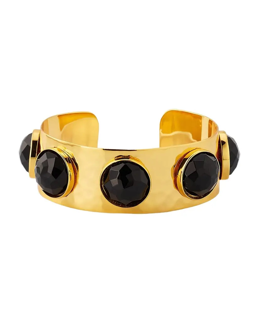 NEST Jewelry Black Onyx Hammered Cuff Bracelet | Image 1 NEST Jewelry Black Onyx Hammered Cuff Bracelet | Image 1