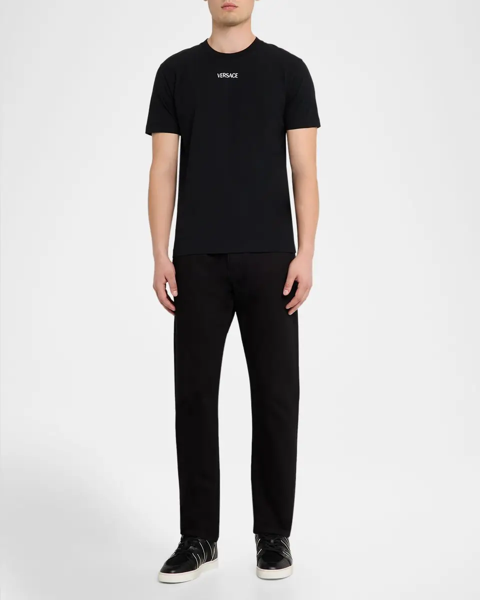 Versace Men's Cotton Embroidered Logo T-Shirt | Thumbnail 2 Versace Men's Cotton Embroidered Logo T-Shirt | Thumbnail 2