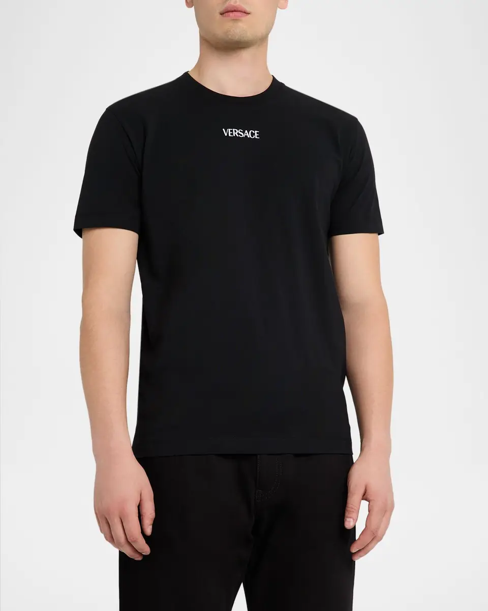 Versace Men's Cotton Embroidered Logo T-Shirt | Thumbnail 4 Versace Men's Cotton Embroidered Logo T-Shirt | Thumbnail 4