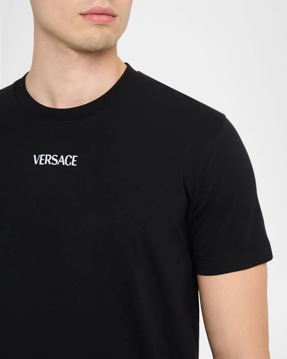 Versace Men's Cotton Embroidered Logo T-Shirt | Thumbnail 5 Versace Men's Cotton Embroidered Logo T-Shirt | Thumbnail 5