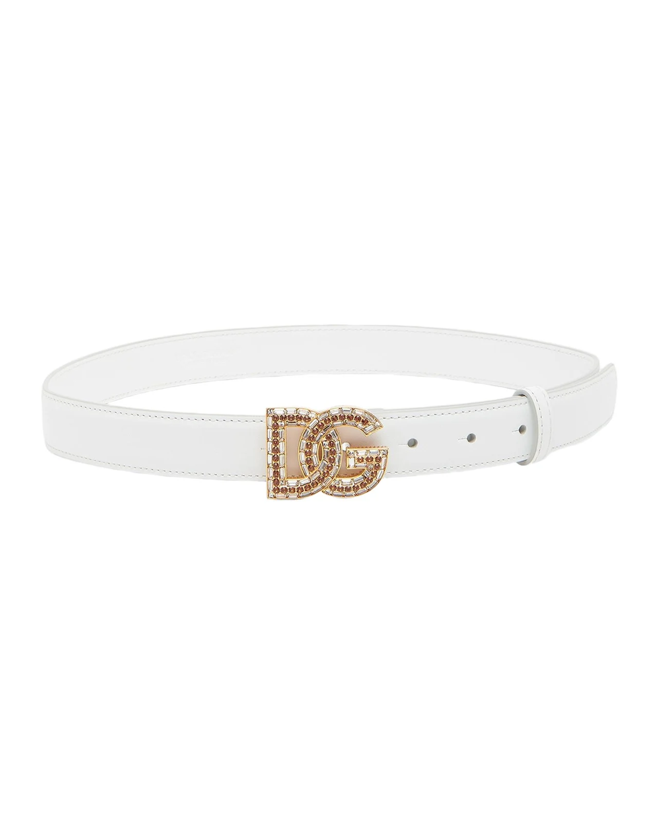 Dolce & Gabbana Rhinestone DG Logo Calfskin Belt