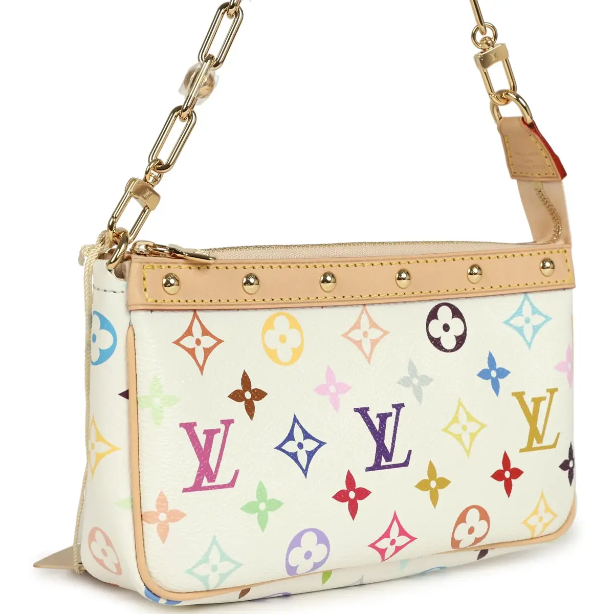 Louis Vuitton Louis Vuitton X Takashi Murakami Pochette Accessories White Multicolored Monogram Gold Hardware | Thumbnail 3 Louis Vuitton Louis Vuitton X Takashi Murakami Pochette Accessories White Multicolored Monogram Gold Hardware | Thumbnail 3