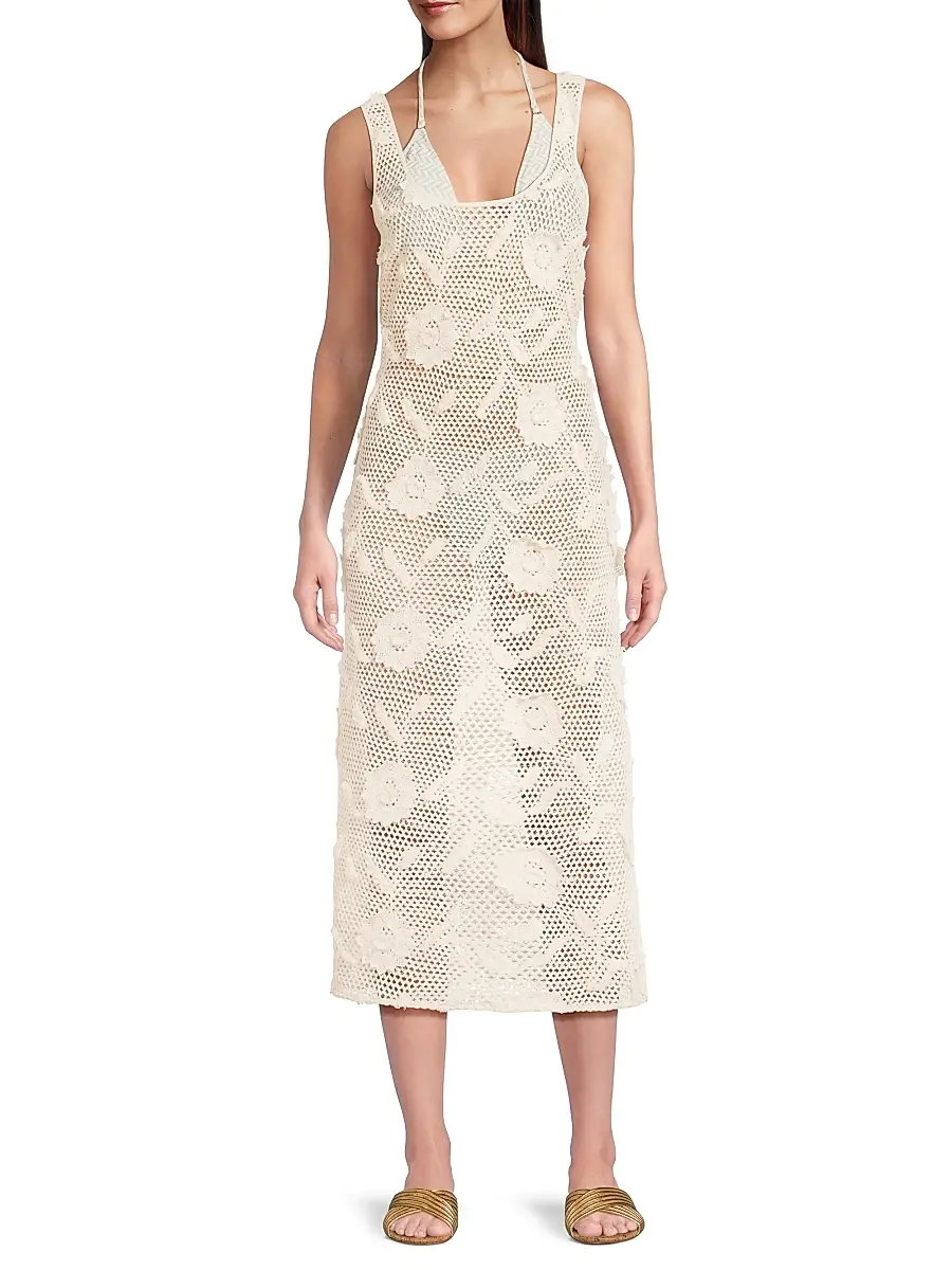 Milly Women's Sequined Crocheted Cover-Up Midi-Dress | Thumbnail 2 Milly Women's Sequined Crocheted Cover-Up Midi-Dress | Thumbnail 2