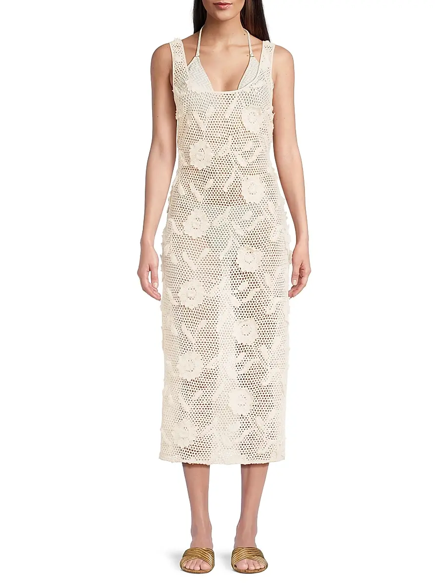 Milly Women's Sequined Crocheted Cover-Up Midi-Dress | Thumbnail 3 Milly Women's Sequined Crocheted Cover-Up Midi-Dress | Thumbnail 3