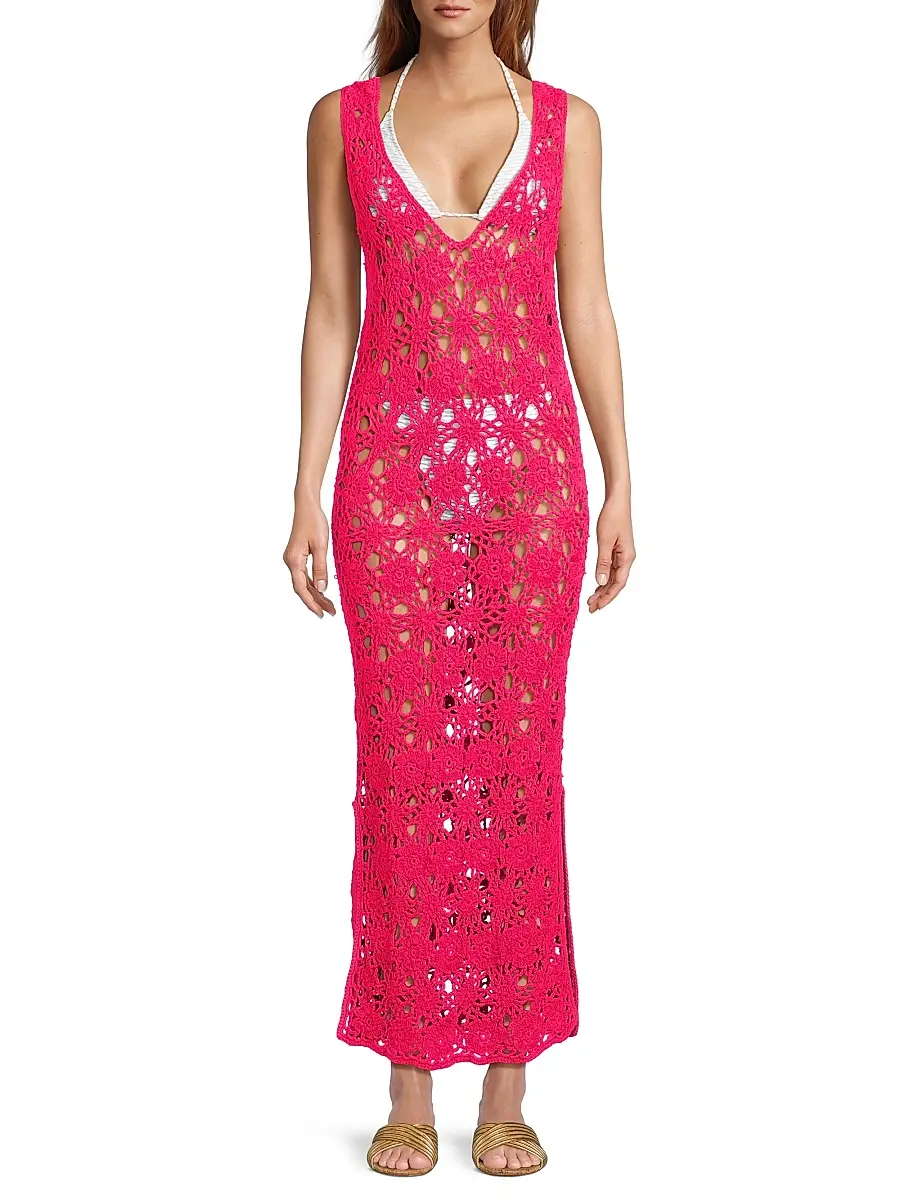 Milly Women's Floral Crochet Cover-Up Midi-Dress | Thumbnail 3 Milly Women's Floral Crochet Cover-Up Midi-Dress | Thumbnail 3