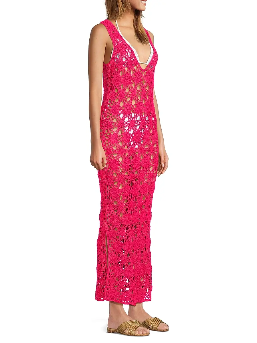 Milly Women's Floral Crochet Cover-Up Midi-Dress | Thumbnail 4 Milly Women's Floral Crochet Cover-Up Midi-Dress | Thumbnail 4