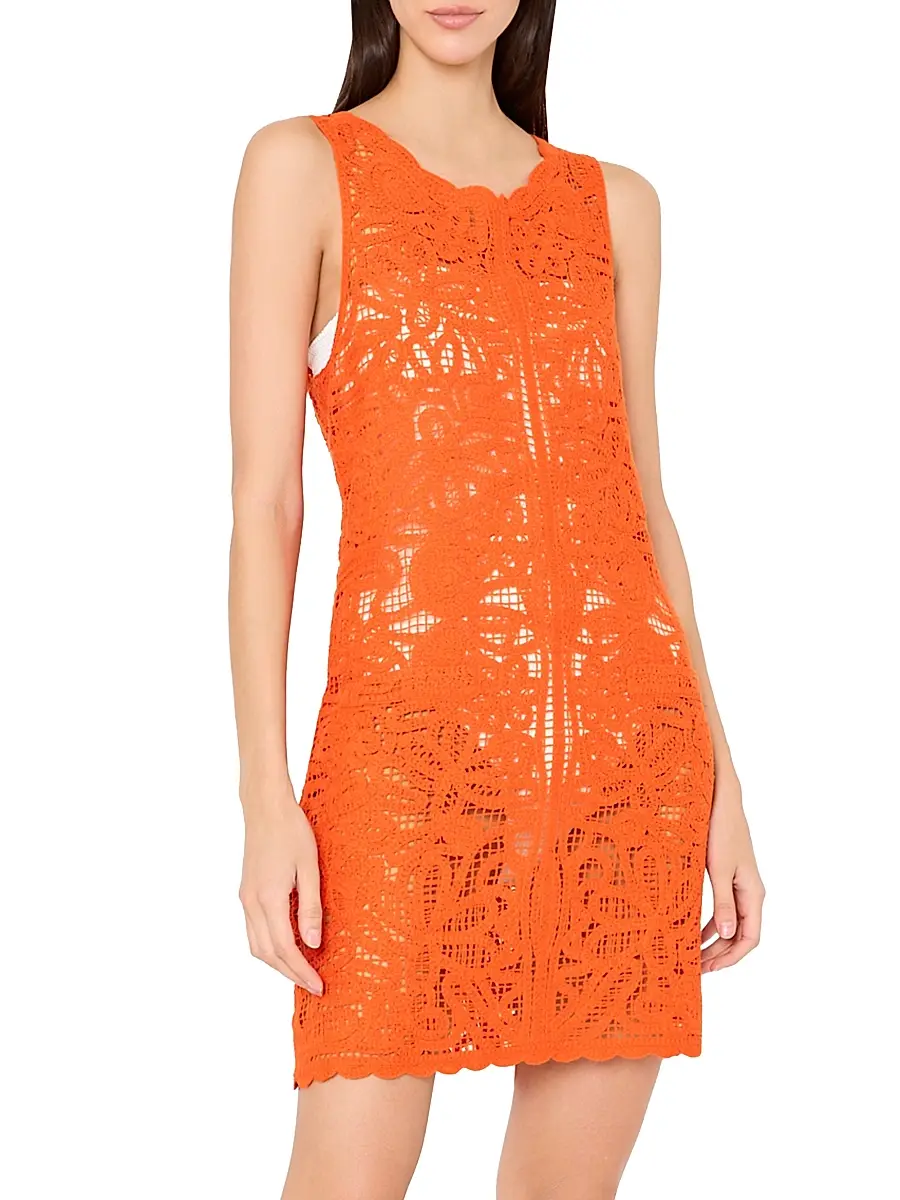 Milly Women's Crochet Cotton Cover-Up Minidress | Thumbnail 4 Milly Women's Crochet Cotton Cover-Up Minidress | Thumbnail 4