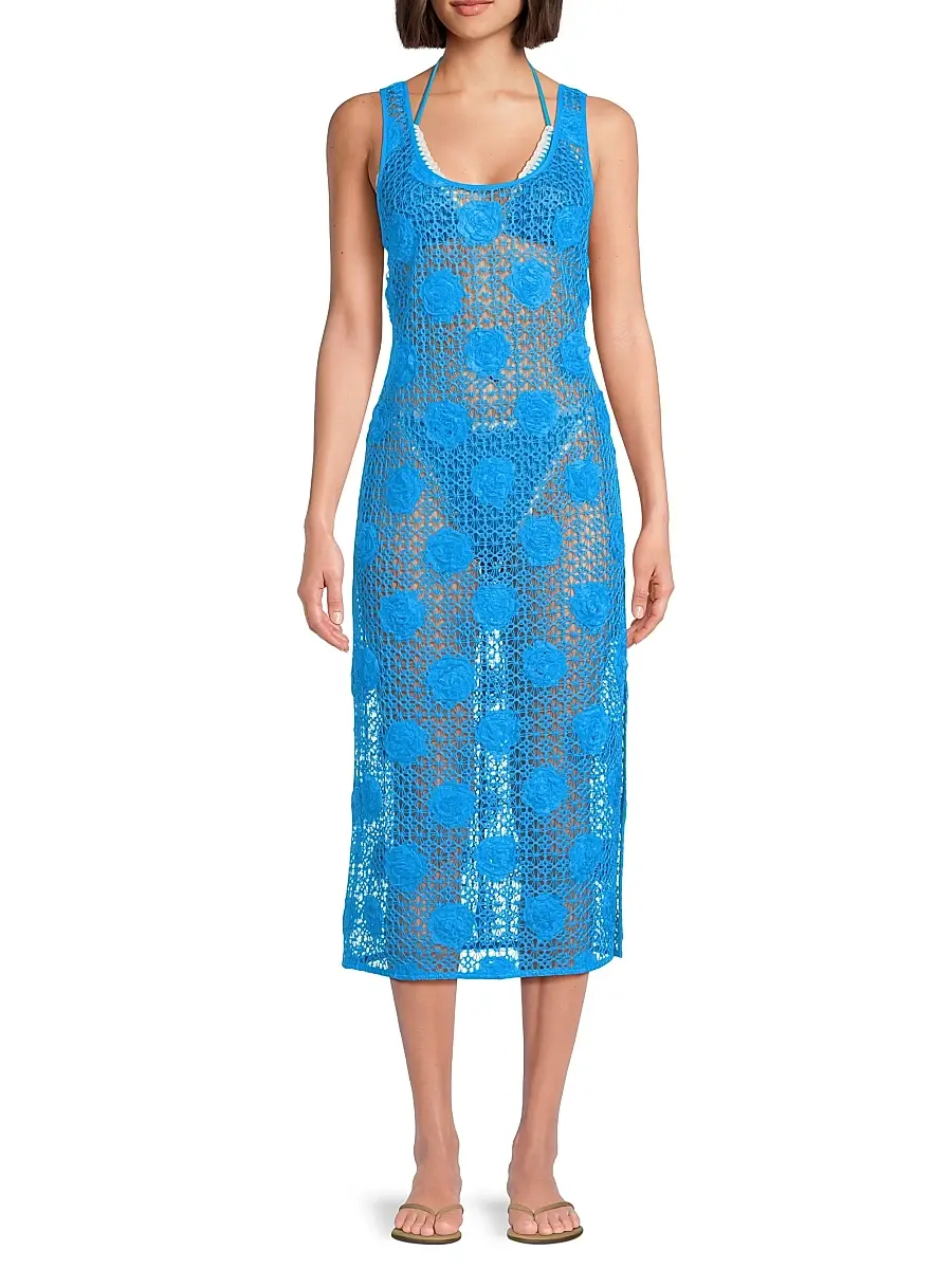 Milly Women's 3D Floral Crochet Cover-Up Dress | Thumbnail 2 Milly Women's 3D Floral Crochet Cover-Up Dress | Thumbnail 2