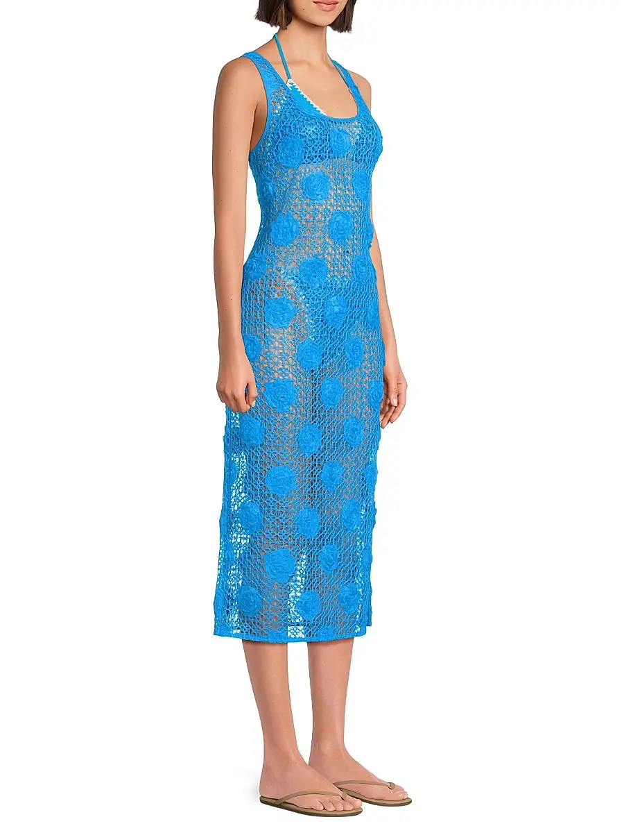 Milly Women's 3D Floral Crochet Cover-Up Dress | Thumbnail 4 Milly Women's 3D Floral Crochet Cover-Up Dress | Thumbnail 4