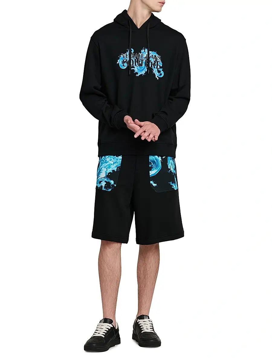 Versace Jeans Couture Men's Logo Stretch-Cotton Hoodie | Thumbnail 2 Versace Jeans Couture Men's Logo Stretch-Cotton Hoodie | Thumbnail 2