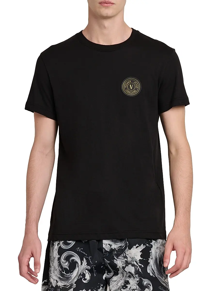 Versace Jeans Couture Men's Logo Stretch-Cotton Crewneck T-Shirt | Thumbnail 3 Versace Jeans Couture Men's Logo Stretch-Cotton Crewneck T-Shirt | Thumbnail 3