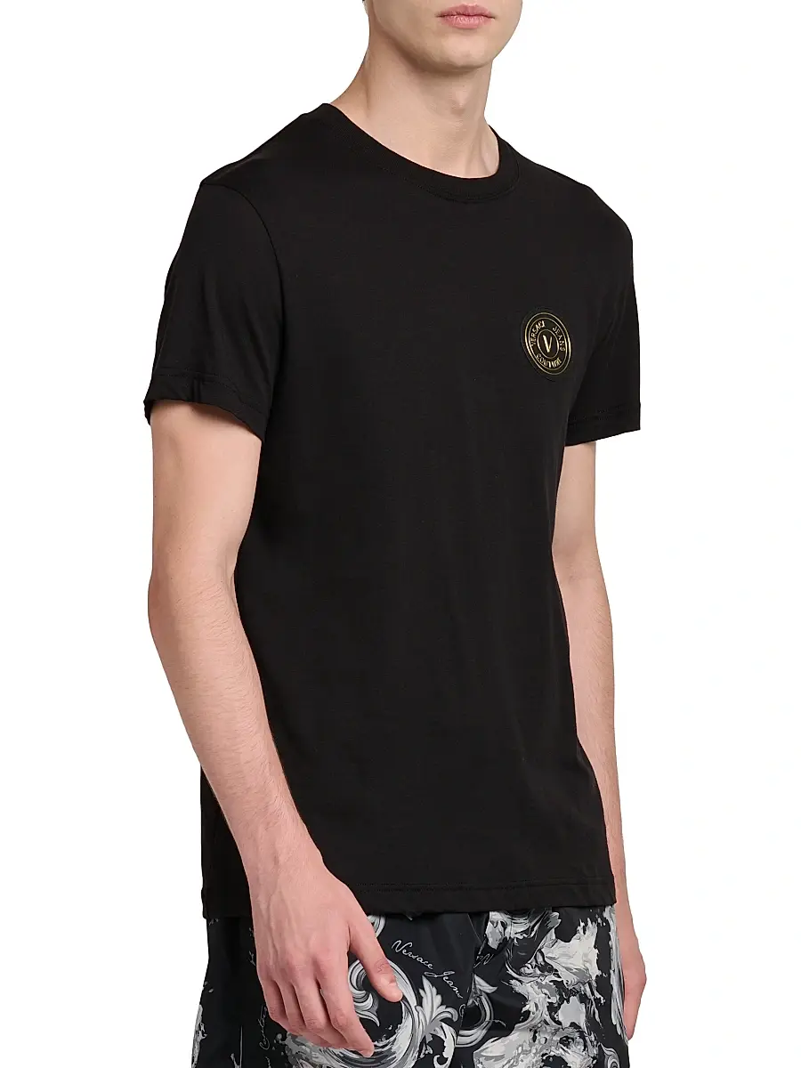 Versace Jeans Couture Men's Logo Stretch-Cotton Crewneck T-Shirt | Thumbnail 4 Versace Jeans Couture Men's Logo Stretch-Cotton Crewneck T-Shirt | Thumbnail 4