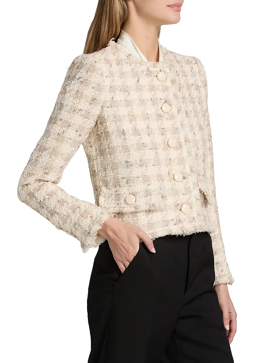 L'Agence Women's Zell Houndstooth Wool-Blend Tweed Jacket | Thumbnail 4 L'Agence Women's Zell Houndstooth Wool-Blend Tweed Jacket | Thumbnail 4