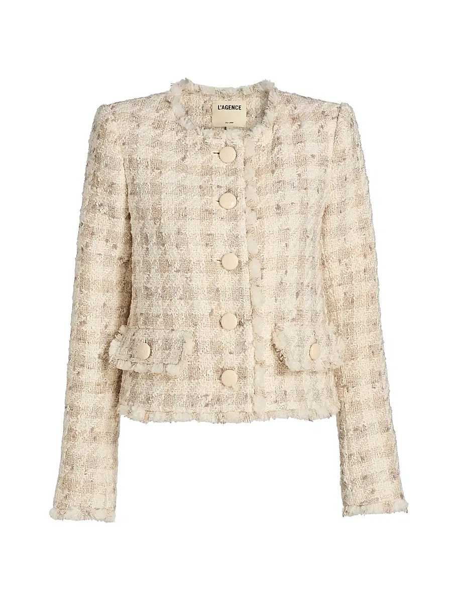 L'Agence Women's Zell Houndstooth Wool-Blend Tweed Jacket