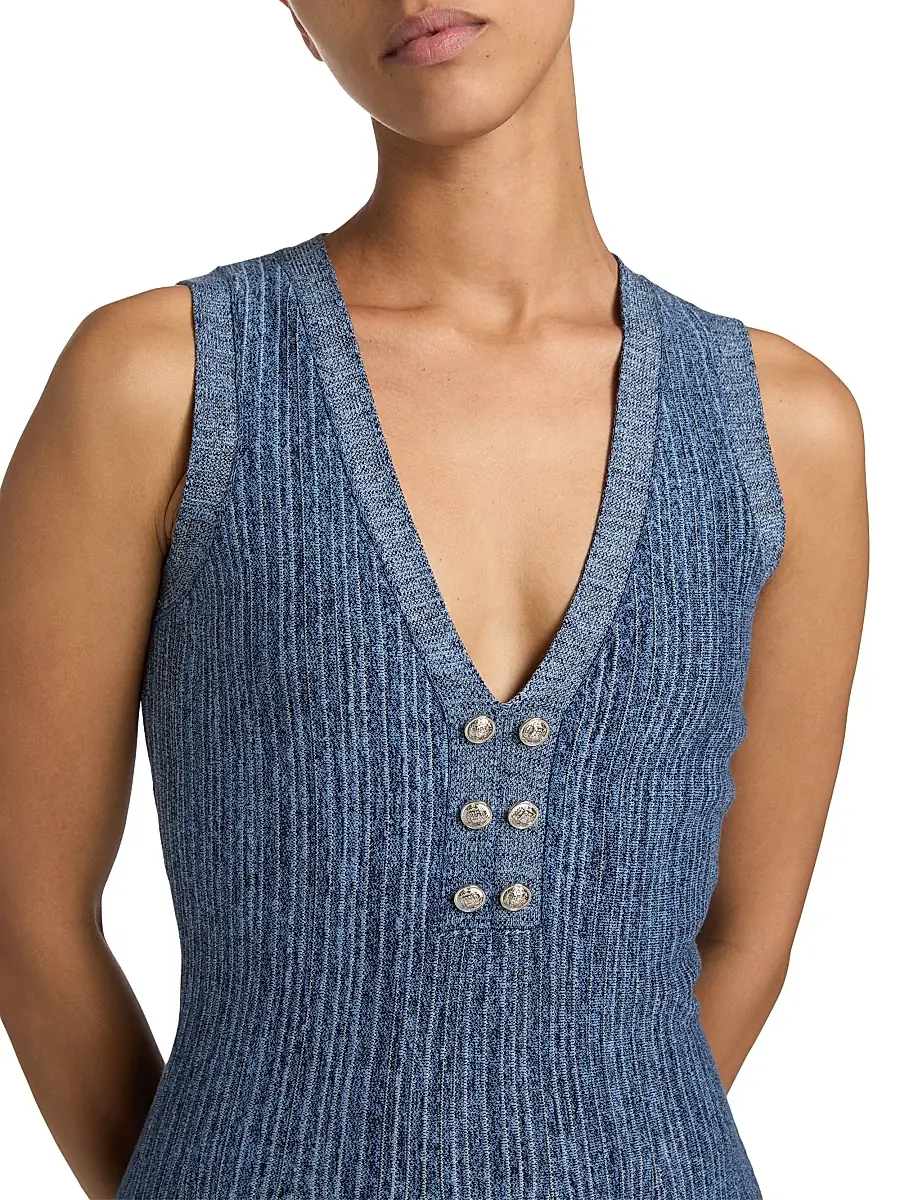 Milly Women's Shelby Pinstriped Knit Fit & Flare Minidress - Blue Multi | Thumbnail 6 Milly Women's Shelby Pinstriped Knit Fit & Flare Minidress - Blue Multi | Thumbnail 6