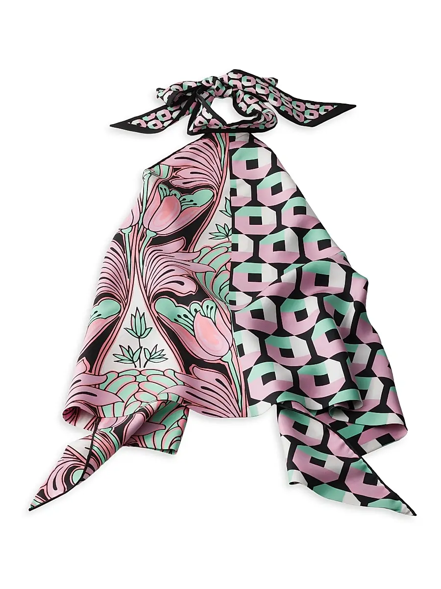 Prada Women's Printed Silk Twill Top - Green | Image 1 Prada Women's Printed Silk Twill Top - Green | Image 1