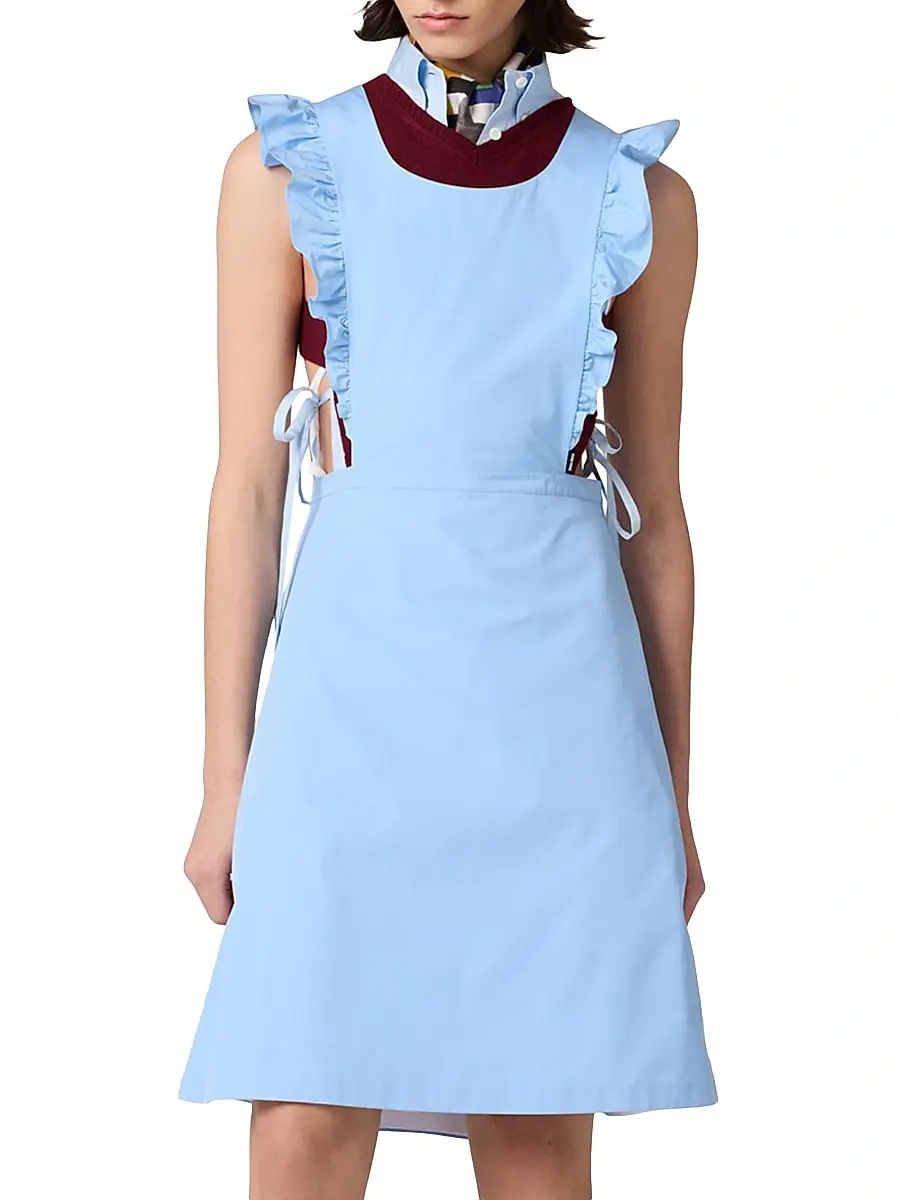 Miu Miu Women's Poplin Apron Dress - Blue | Thumbnail 2