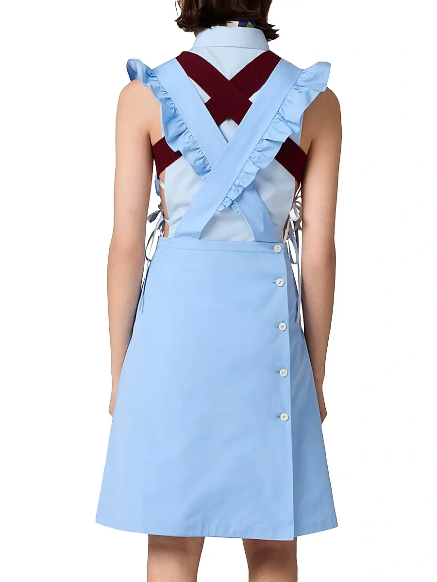Miu Miu Women's Poplin Apron Dress - Blue | Thumbnail 3