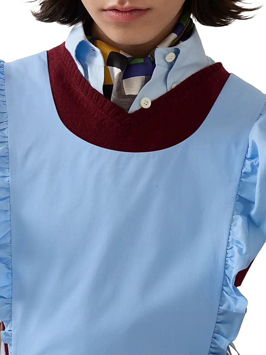Miu Miu Women's Poplin Apron Dress - Blue | Thumbnail 4