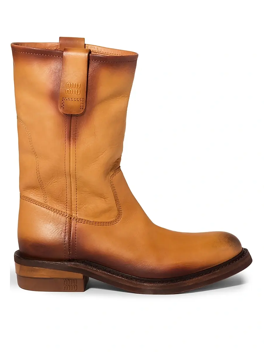 Miu Miu Women's Calf Leather Booties - Brown | Image 1 Miu Miu Women's Calf Leather Booties - Brown | Image 1