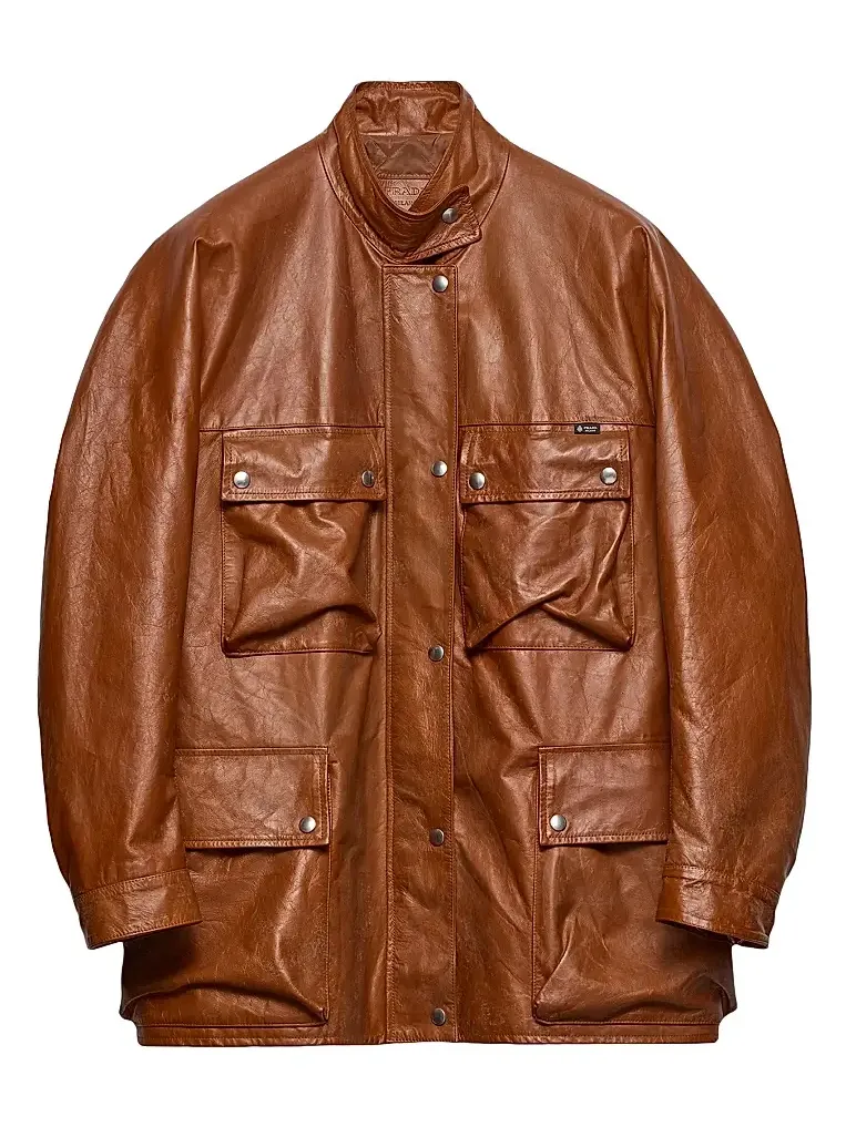 Prada Women's Antiqued Leather Caban Jacket
