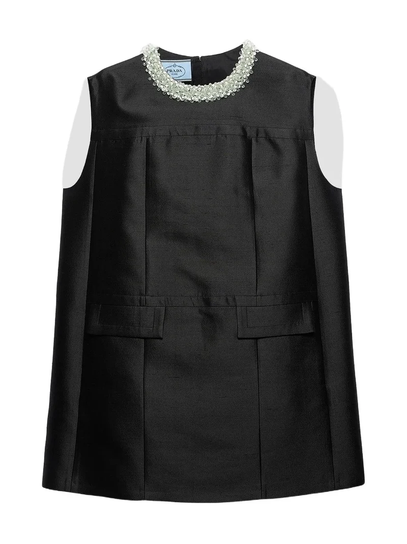 Women's Embroidered Double Shantung Dress