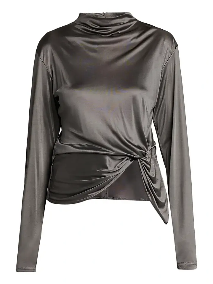Women's Gathered Mock Turtleneck Top Women's Gathered Mock Turtleneck Top