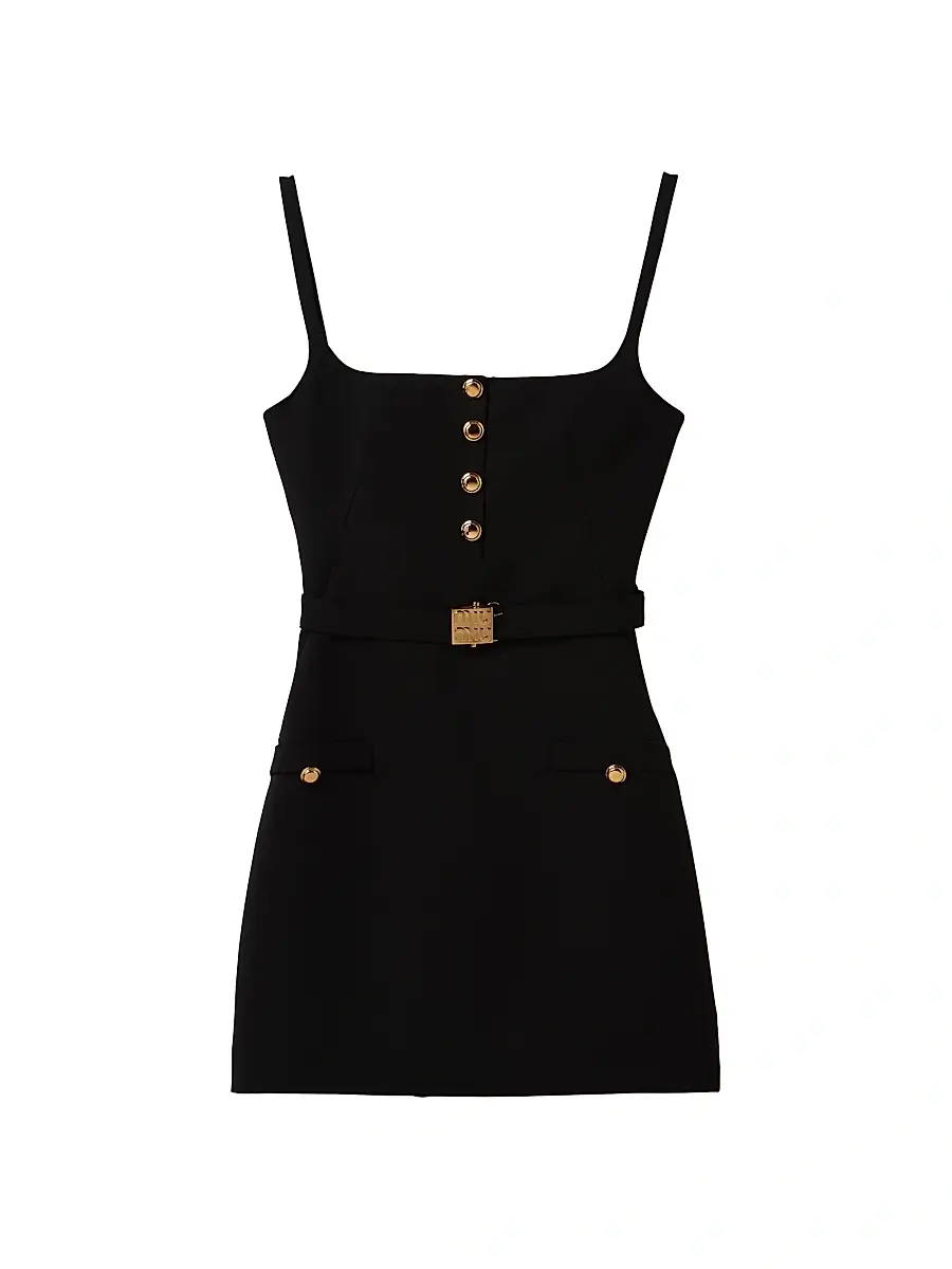 Miu Miu Women's Grain De Poudre Mini-Dress - Black | Image 1 Miu Miu Women's Grain De Poudre Mini-Dress - Black | Image 1