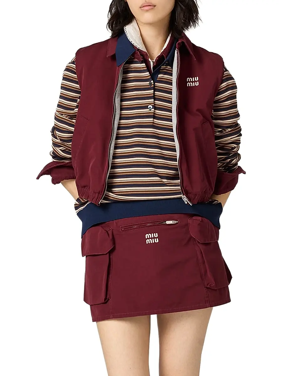 Miu Miu Women's Wool Polo Shirt - Beige Multi | Thumbnail 2 Miu Miu Women's Wool Polo Shirt - Beige Multi | Thumbnail 2