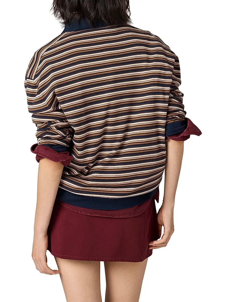 Miu Miu Women's Wool Polo Shirt - Beige Multi | Thumbnail 3 Miu Miu Women's Wool Polo Shirt - Beige Multi | Thumbnail 3