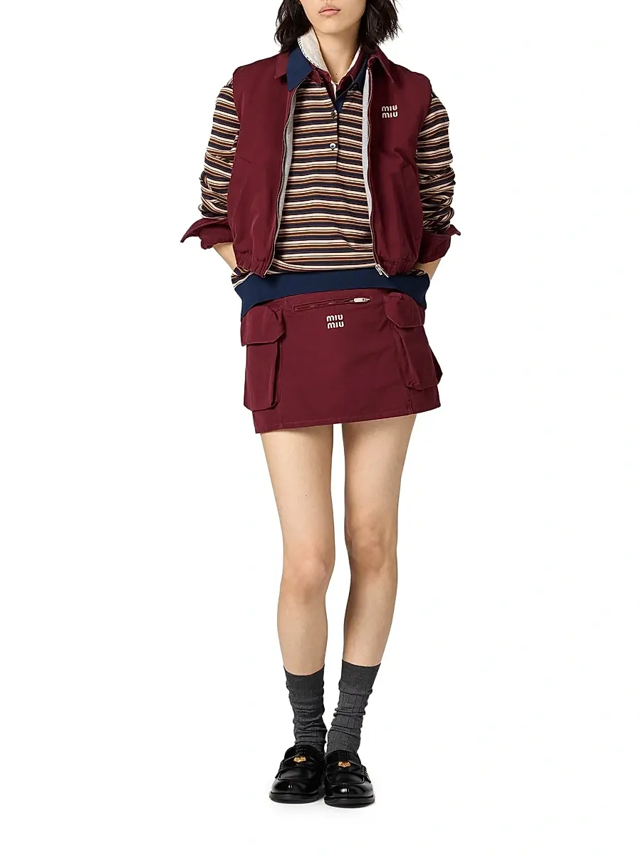 Miu Miu Women's Wool Polo Shirt - Beige Multi | Thumbnail 7 Miu Miu Women's Wool Polo Shirt - Beige Multi | Thumbnail 7