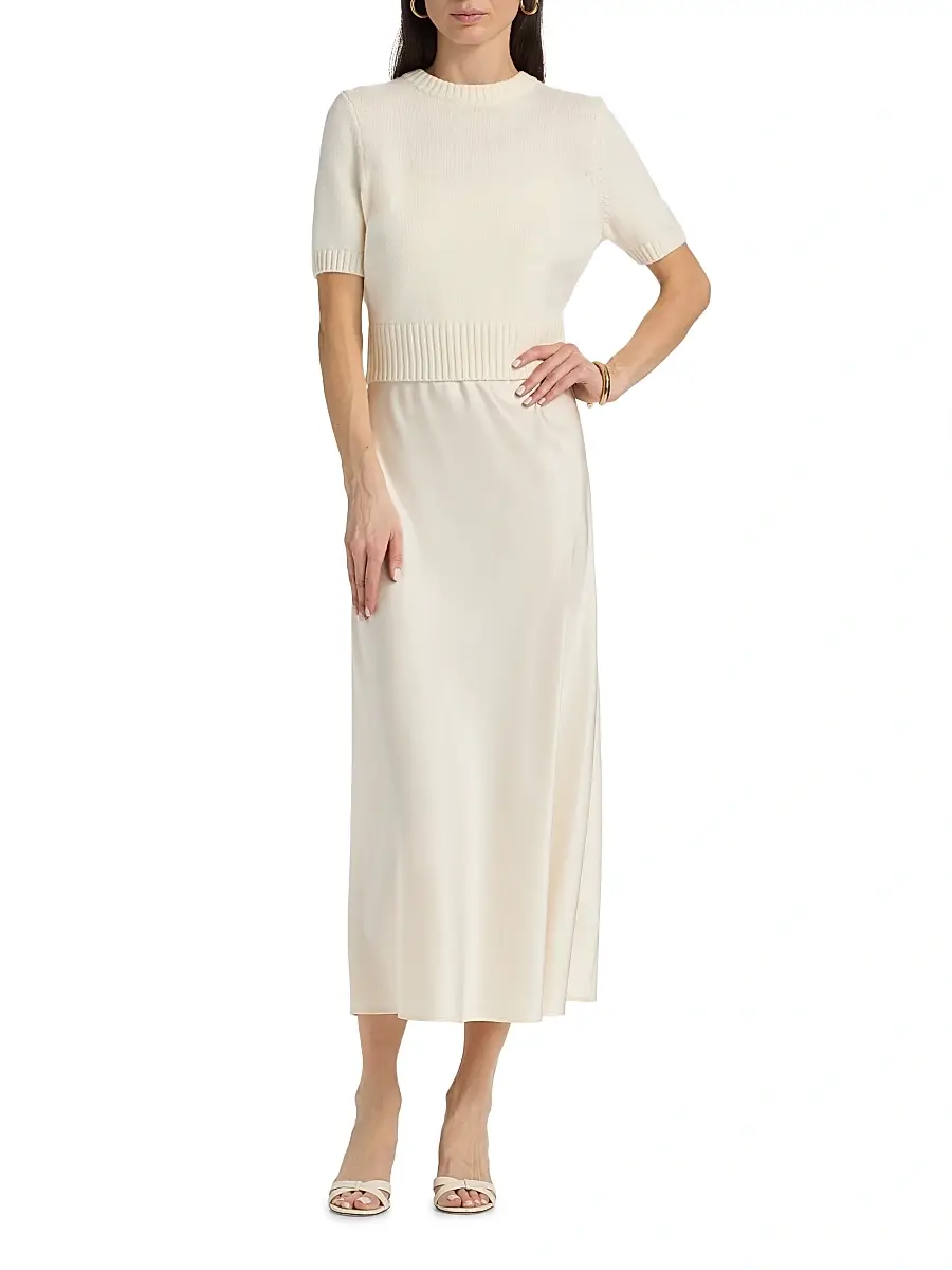 Toccin Women's Fleur Mixed-Media Midi-Dress | Thumbnail 2