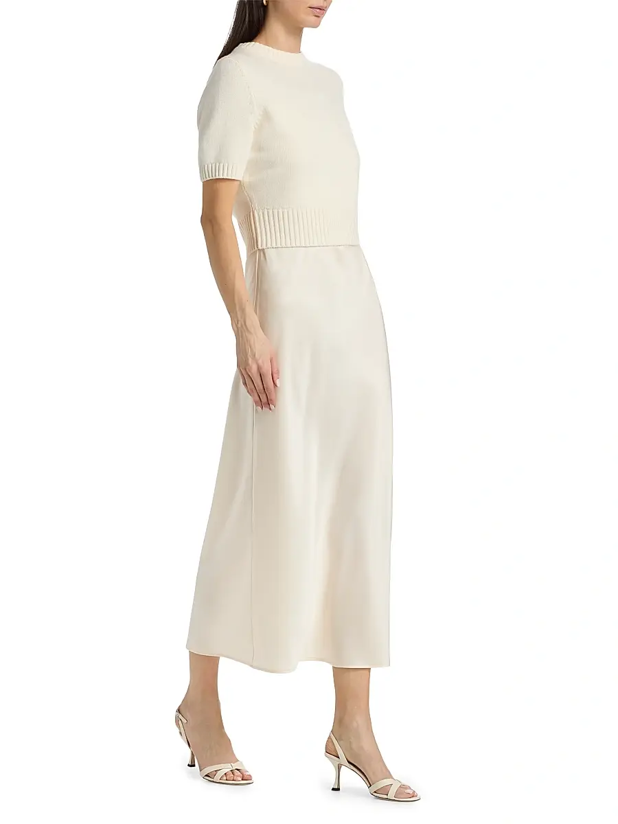 Toccin Women's Fleur Mixed-Media Midi-Dress | Thumbnail 4