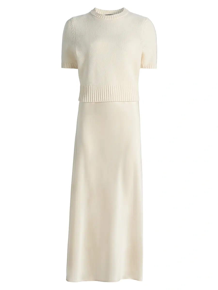 Toccin Women's Fleur Mixed-Media Midi-Dress