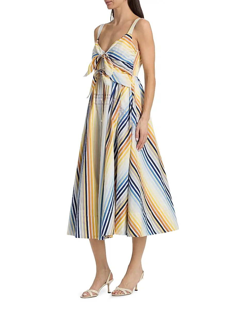 Toccin Women's Wren Striped Double-Tie Cotton Midi-Dress | Thumbnail 4 Toccin Women's Wren Striped Double-Tie Cotton Midi-Dress | Thumbnail 4