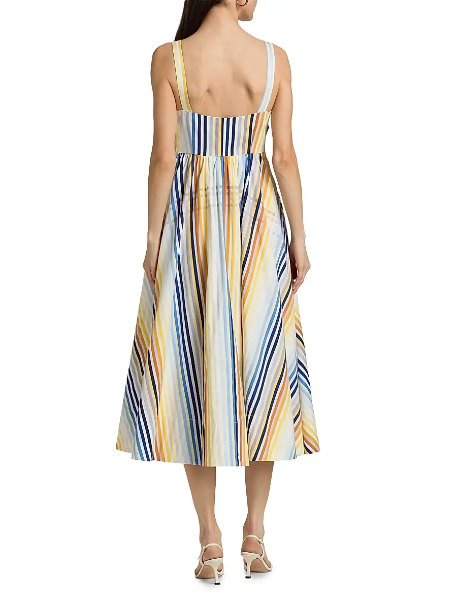 Toccin Women's Wren Striped Double-Tie Cotton Midi-Dress | Thumbnail 5 Toccin Women's Wren Striped Double-Tie Cotton Midi-Dress | Thumbnail 5