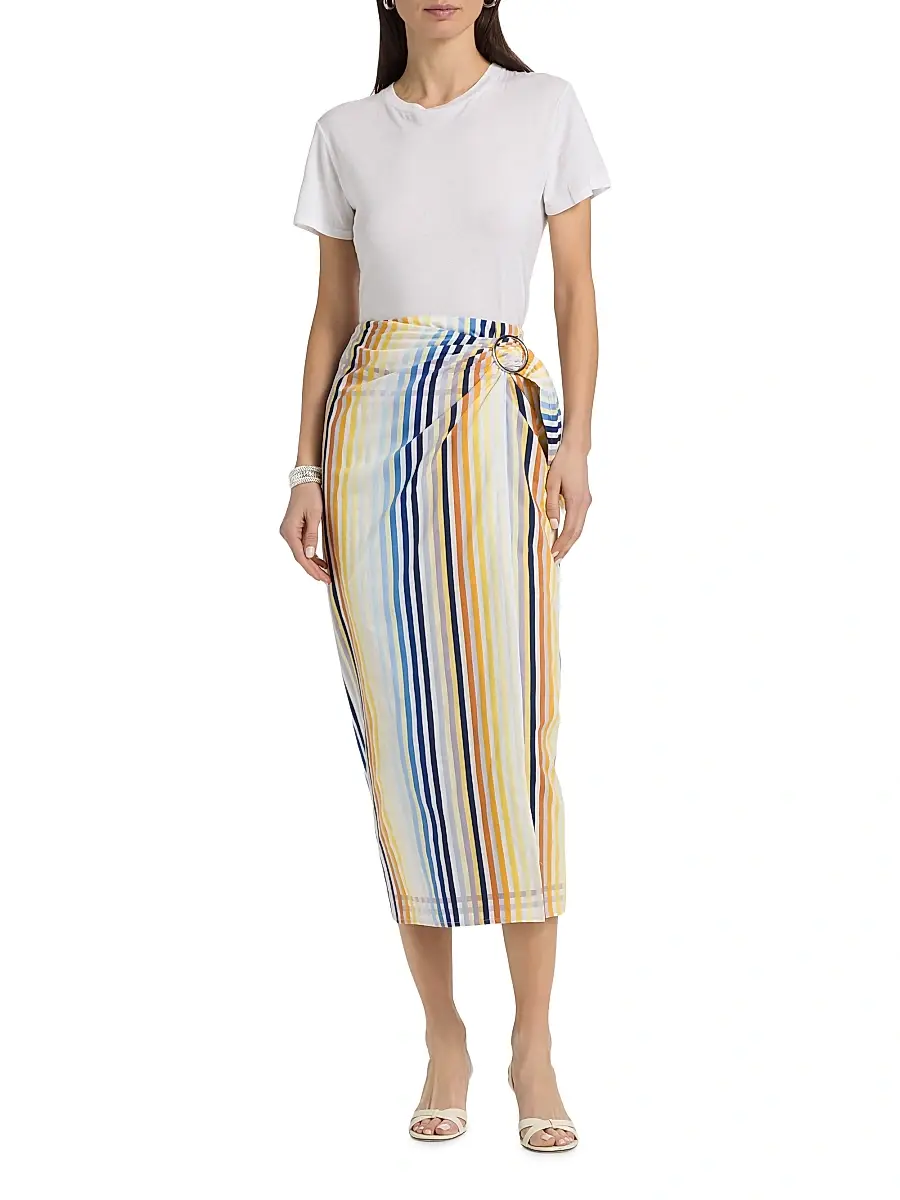 Toccin Women's Madison Striped Cotton Midi-Skirt | Thumbnail 2 Toccin Women's Madison Striped Cotton Midi-Skirt | Thumbnail 2
