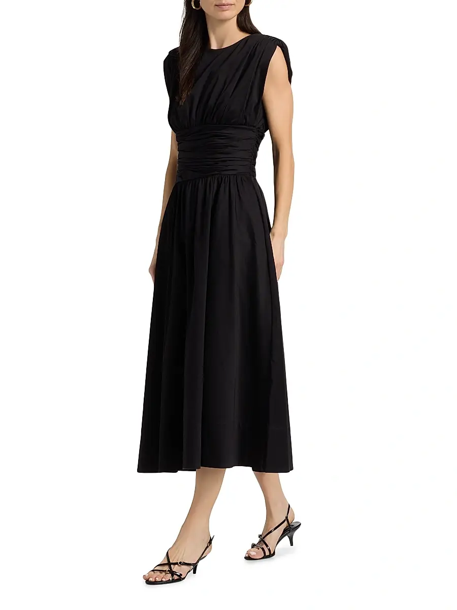 Toccin Women's Evangeline Ruched Stretch-Cotton Midi-Dress | Thumbnail 2 Toccin Women's Evangeline Ruched Stretch-Cotton Midi-Dress | Thumbnail 2