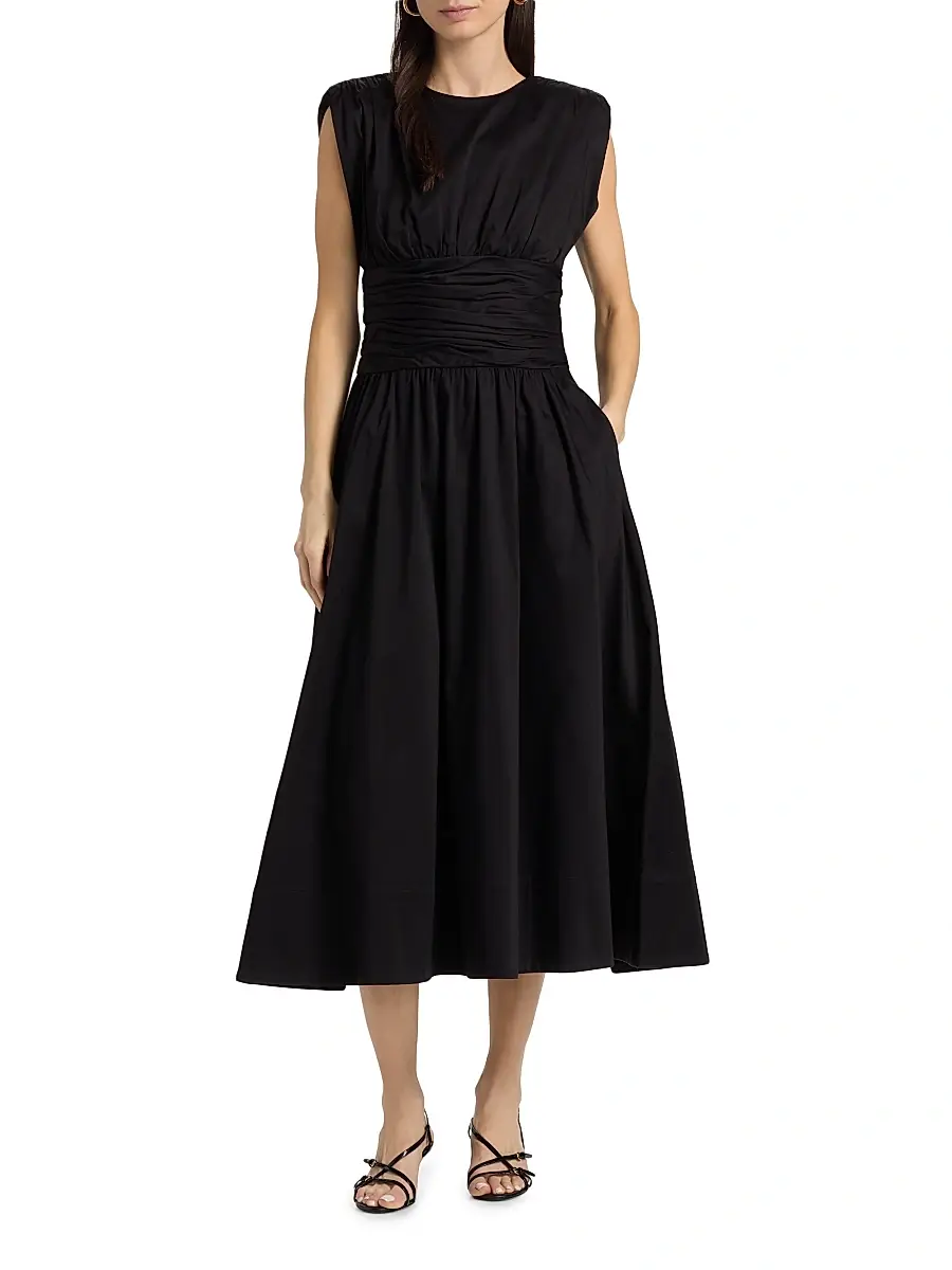 Toccin Women's Evangeline Ruched Stretch-Cotton Midi-Dress | Thumbnail 3 Toccin Women's Evangeline Ruched Stretch-Cotton Midi-Dress | Thumbnail 3