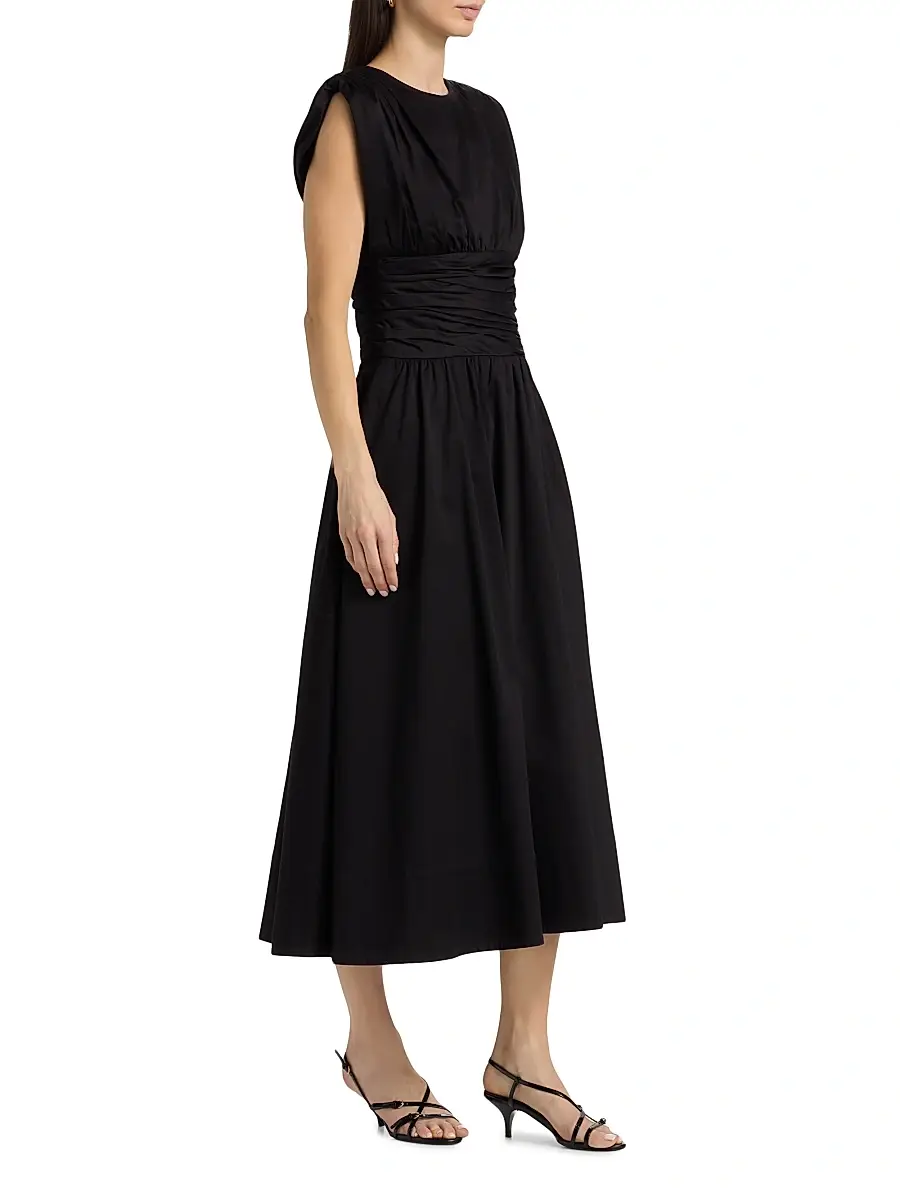 Toccin Women's Evangeline Ruched Stretch-Cotton Midi-Dress | Thumbnail 4 Toccin Women's Evangeline Ruched Stretch-Cotton Midi-Dress | Thumbnail 4
