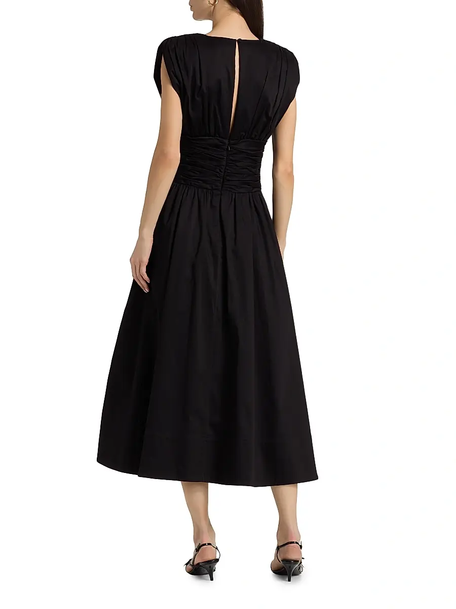 Toccin Women's Evangeline Ruched Stretch-Cotton Midi-Dress | Thumbnail 5 Toccin Women's Evangeline Ruched Stretch-Cotton Midi-Dress | Thumbnail 5