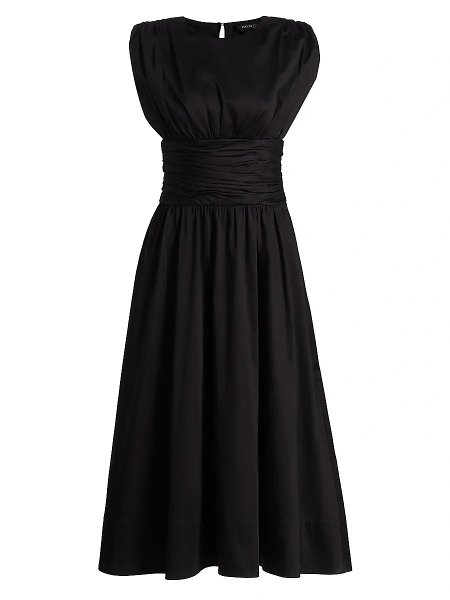 Toccin Women's Evangeline Ruched Stretch-Cotton Midi-Dress