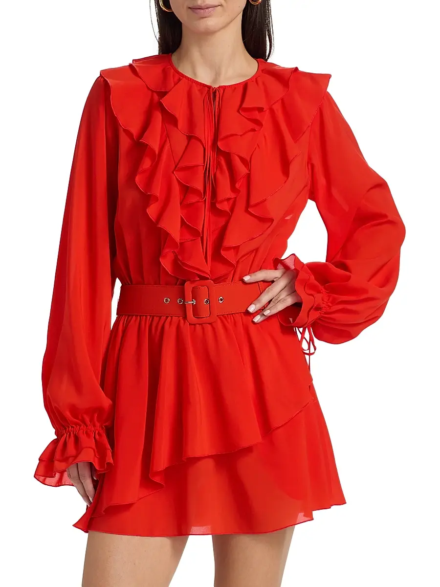 Toccin Women's Elma Ruffled Belted Minidress | Thumbnail 3 Toccin Women's Elma Ruffled Belted Minidress | Thumbnail 3