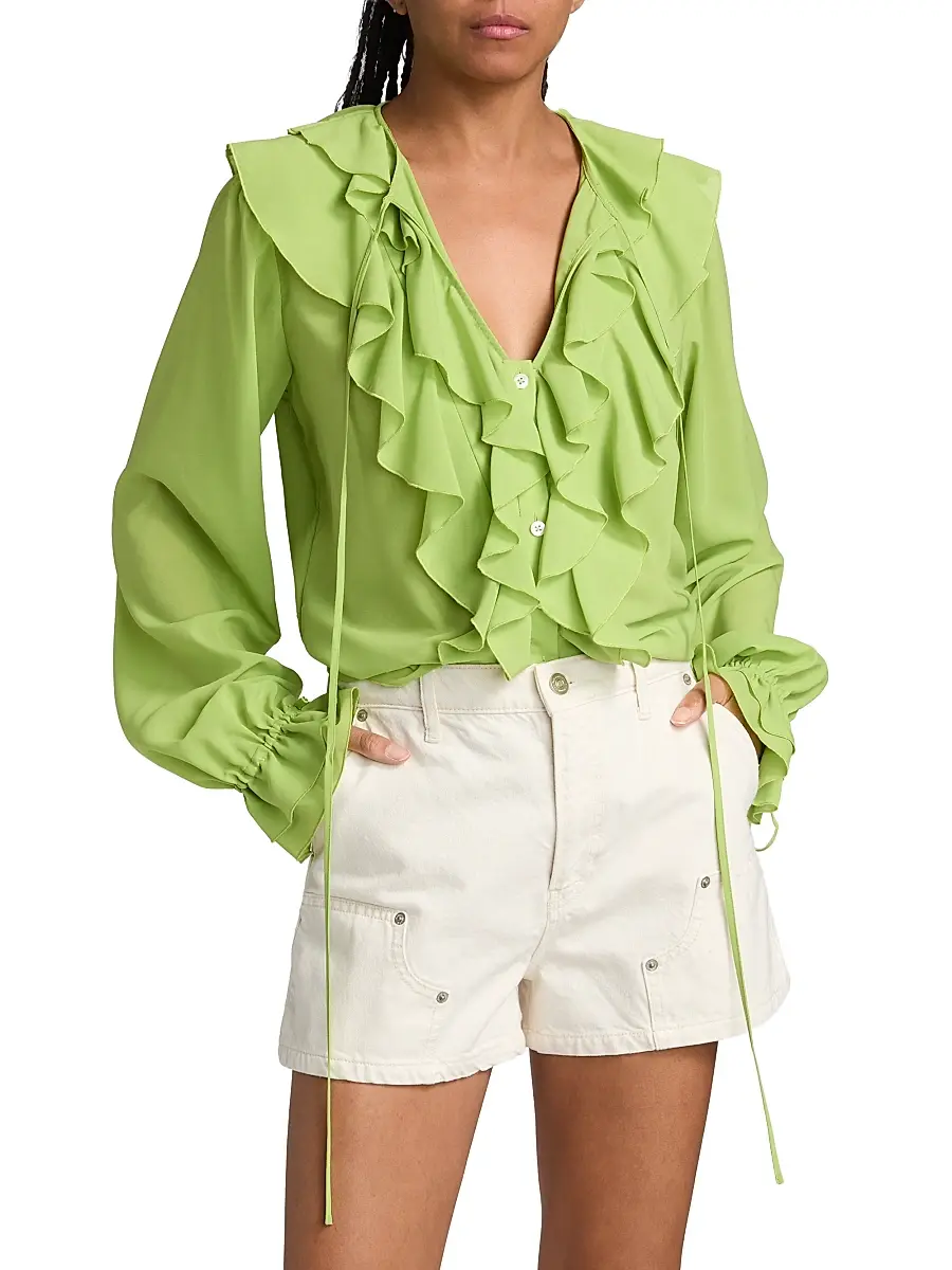 Toccin Women's Tobi Ruffled Georgette Blouse | Thumbnail 3