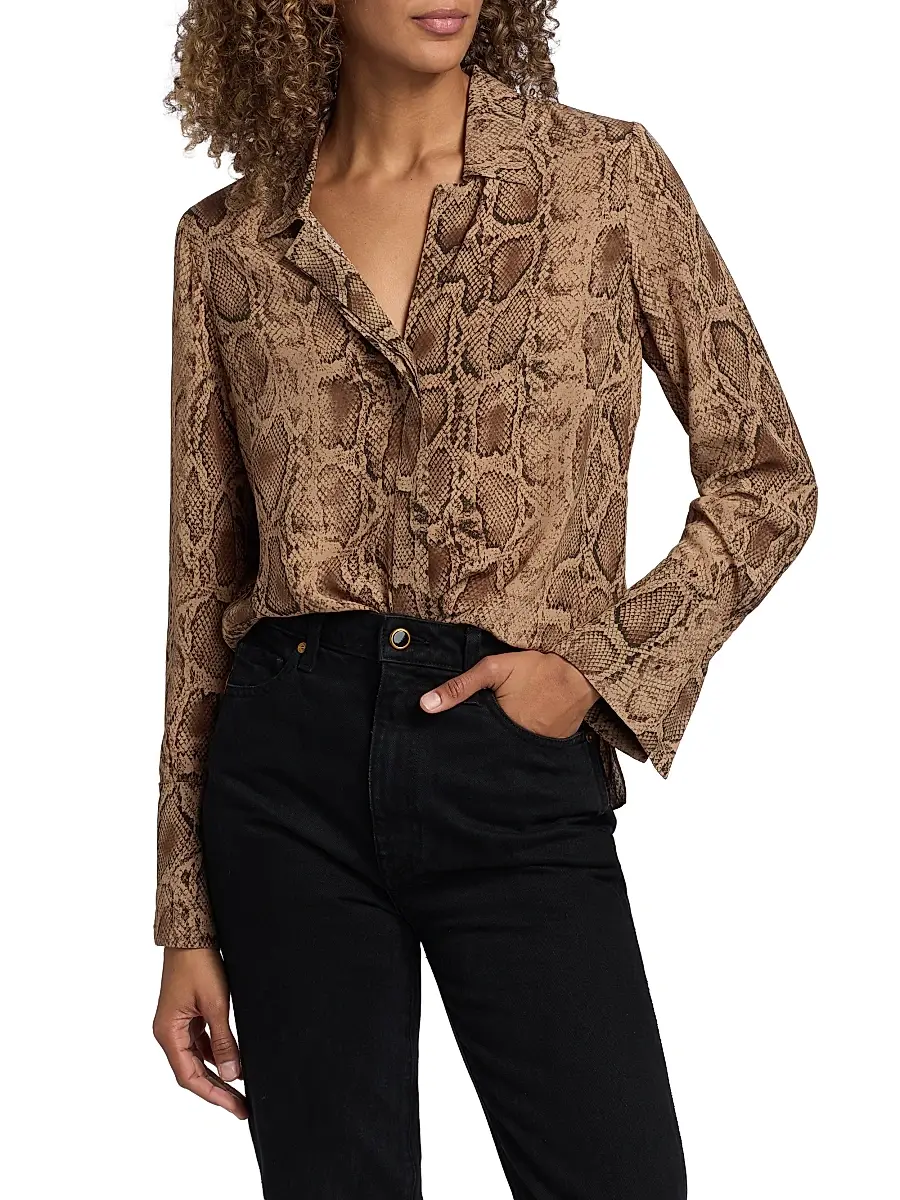 Kobi Halperin Women's Piper Snake Button-Front Blouse - Tannin Multi | Thumbnail 3 Kobi Halperin Women's Piper Snake Button-Front Blouse - Tannin Multi | Thumbnail 3